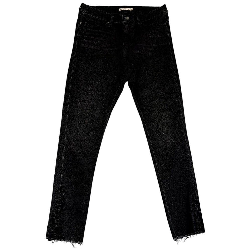 Levi's 310‎ Shaping Super Skinny Jeans Womens 31 Black Denim High Rise Raw Hem